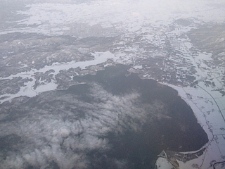 上空から見た猪苗代湖
